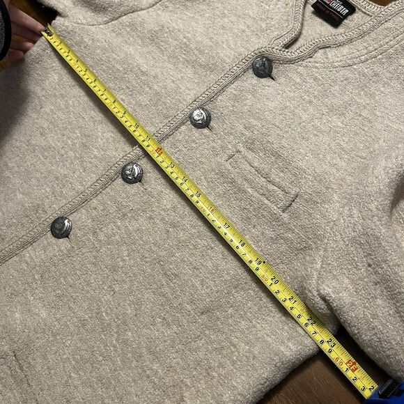 Vintage Sigi Scheiber Austrian Tyrol Wool Jacket Cardigan Khaki Metal Button - Picture 15 of 16